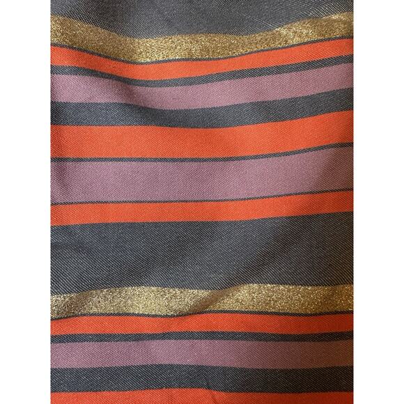 J. Crew Women's Mini Skirt Size 8 Striped Blue Shimmer Gold Coral Preppy - Picture 8 of 8